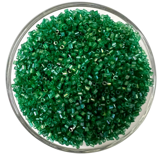 Dark Green Cut Beads
