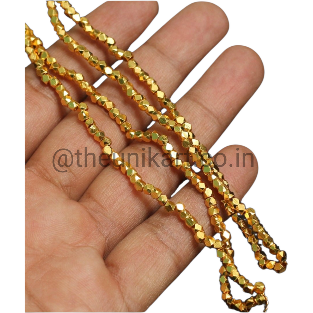 Golden Hexagon Beads for Jewellery (Approx 100pcs)