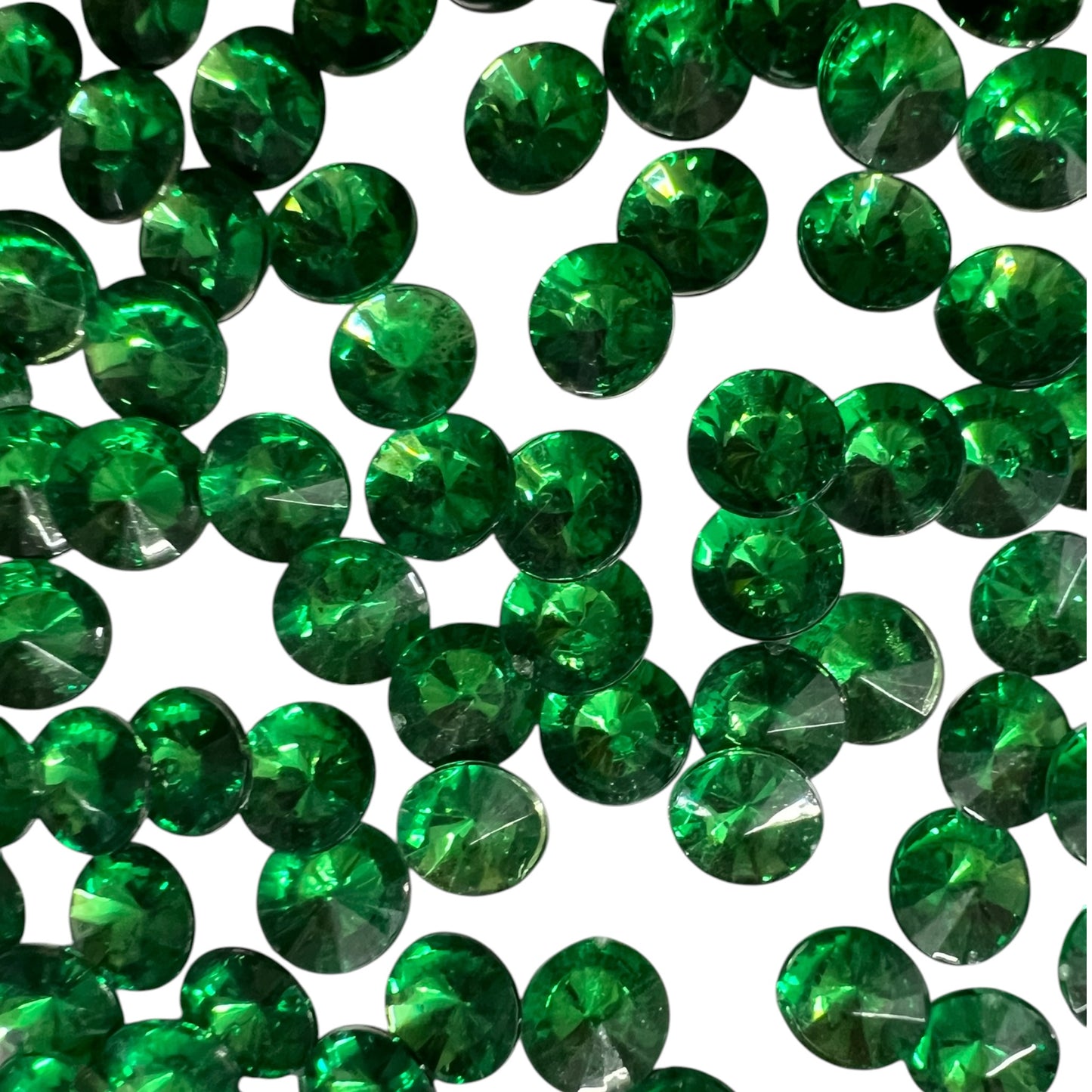 Green 10mm Crystal Edged Acrylic Stone Beads For Craft, Embroidery and Jewellery Making