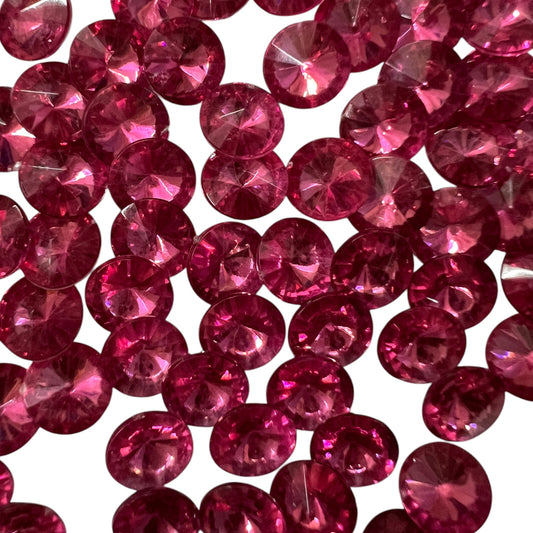 Pack of faceted  pink round acrylic stone beads with shiny crystal-cut edges for jewelry making and craft projects