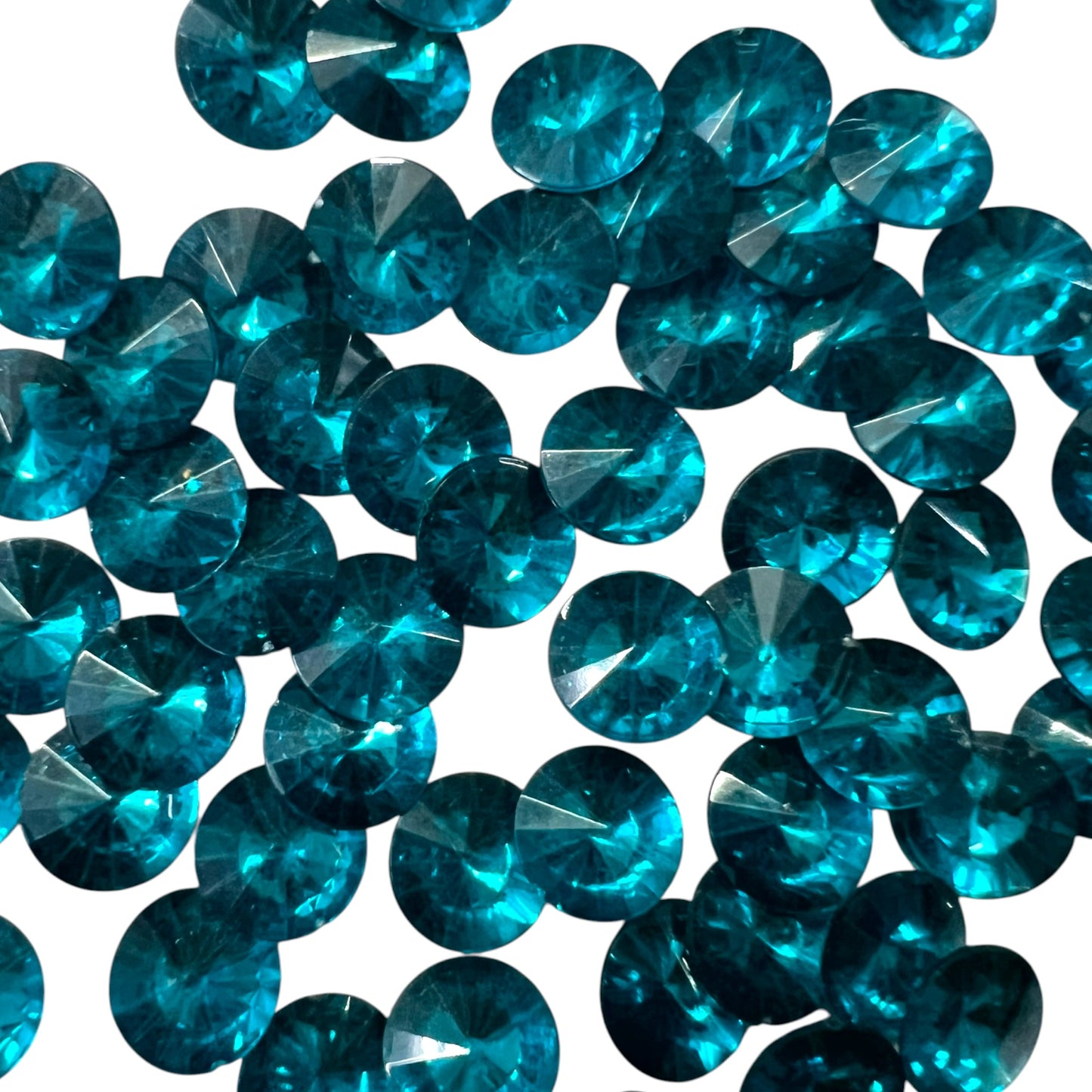 Pack of faceted  peacock cround acrylic stone beads with shiny crystal-cut edges for jewelry making and craft project