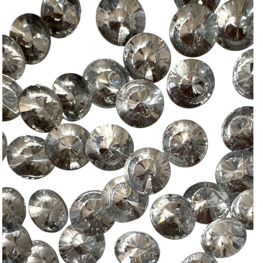 Pack of faceted white round acrylic stone beads with shiny crystal-cut edges for jewelry making and craft projects