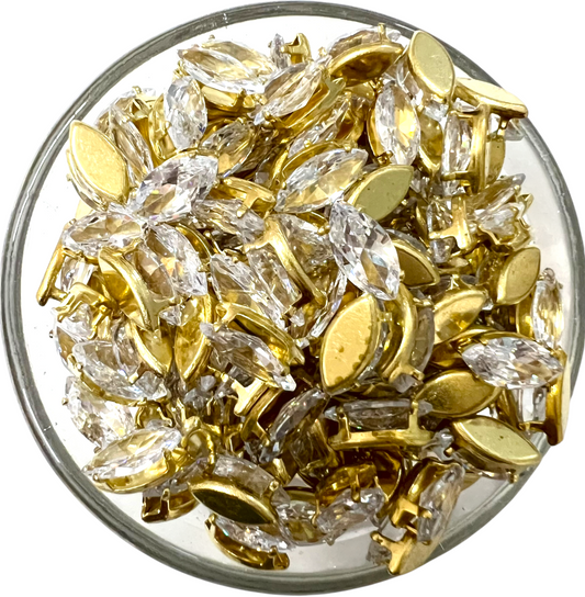 Sparkling 5x10 eye AD clip stone bead with precision facets for custom jewelry making.