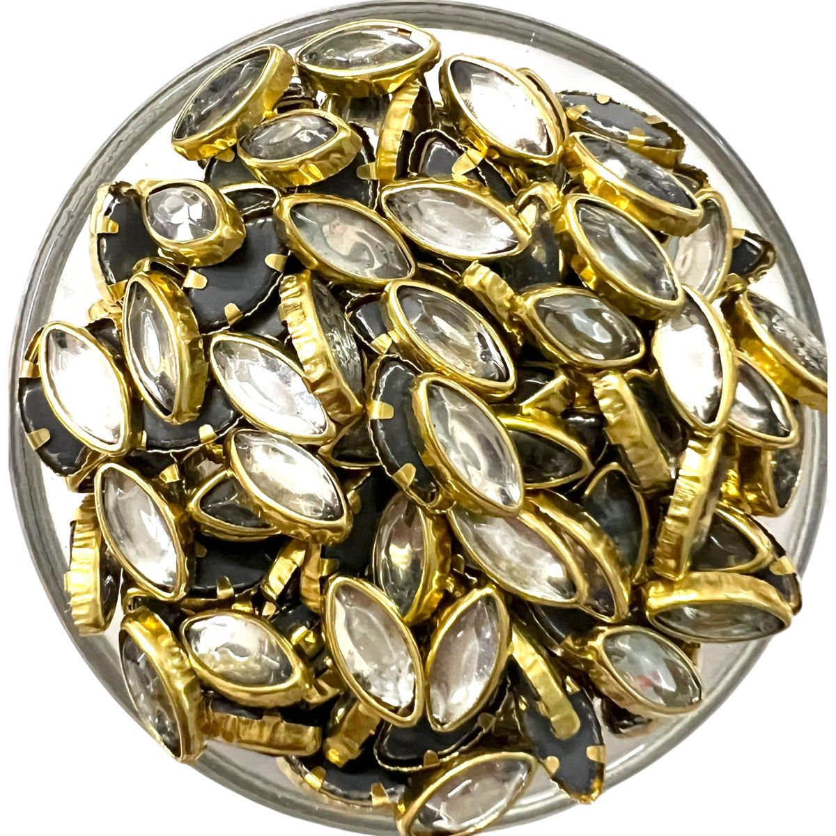 Eye 5x10mm Silver Kundan Beads for jewellery making