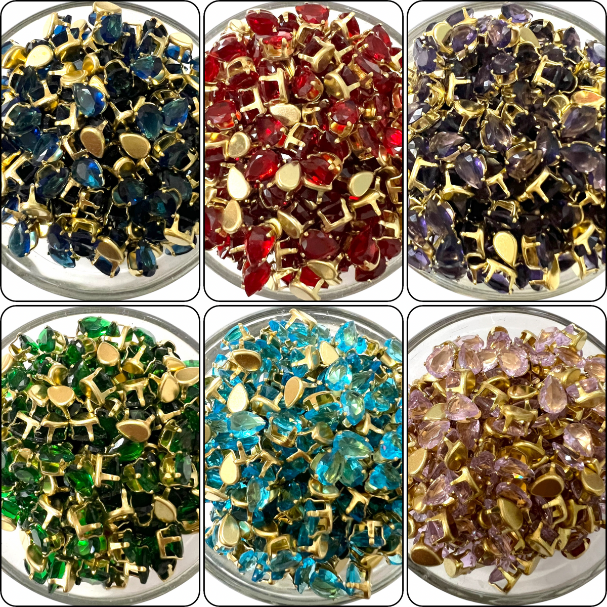 Combo of 6 Colours 5x7mm Drop AD Stones (120 Pcs)