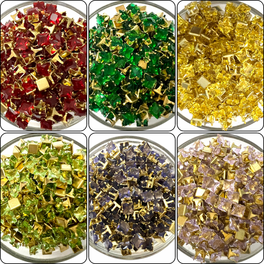 Combo of 6 Colours 5x5mm Square AD Stones (120 Pcs)