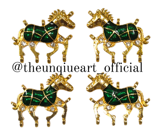 Horse Green Pair Right & Left with Stones