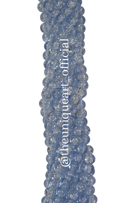 Sky Blue Crackle Glass Beads 8mm