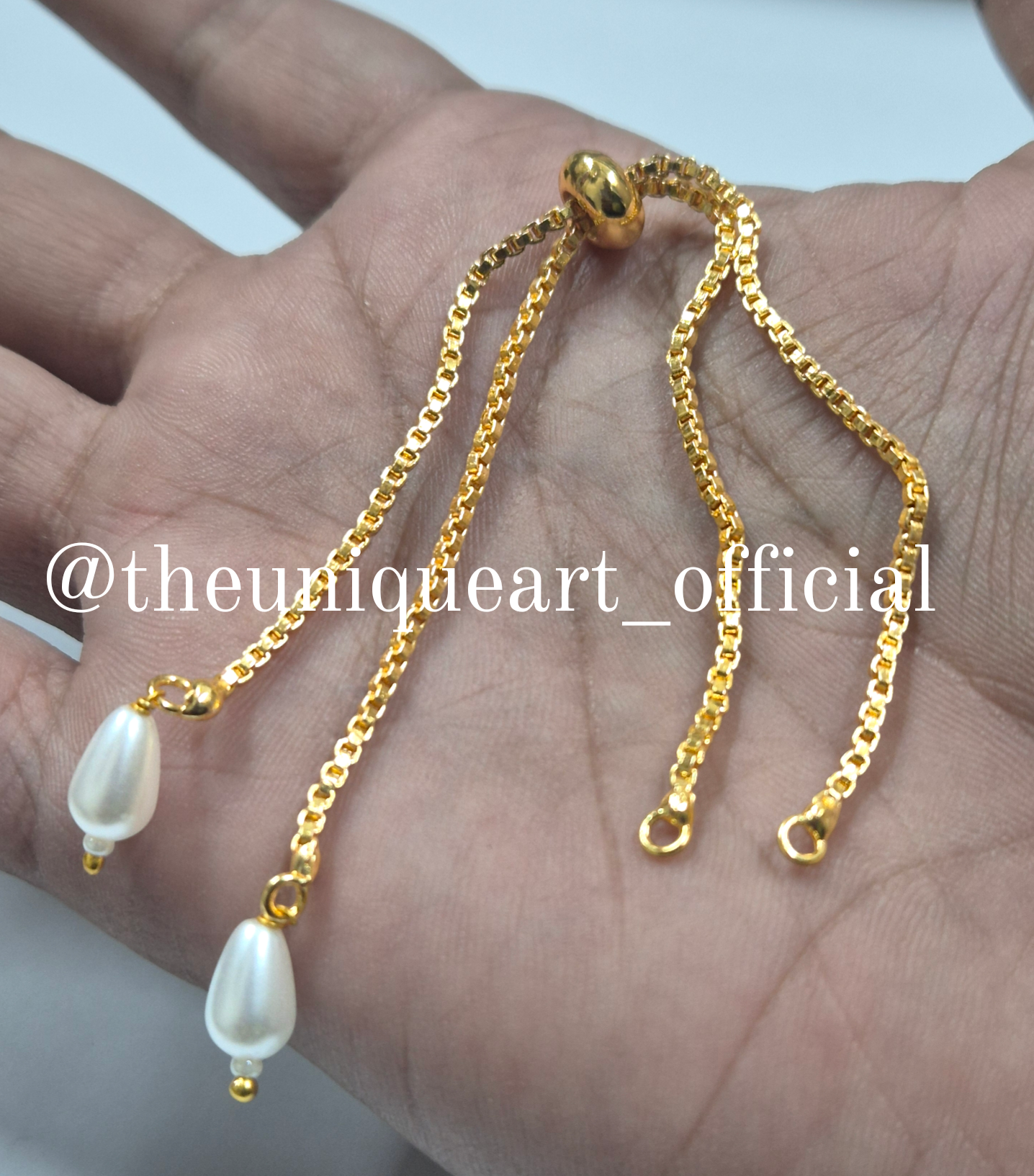 Gold Bracelet Drop Pearl Bead Chain