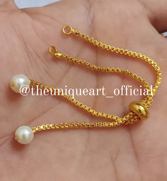 Gold Bracelet Round Pearl Bead Chain