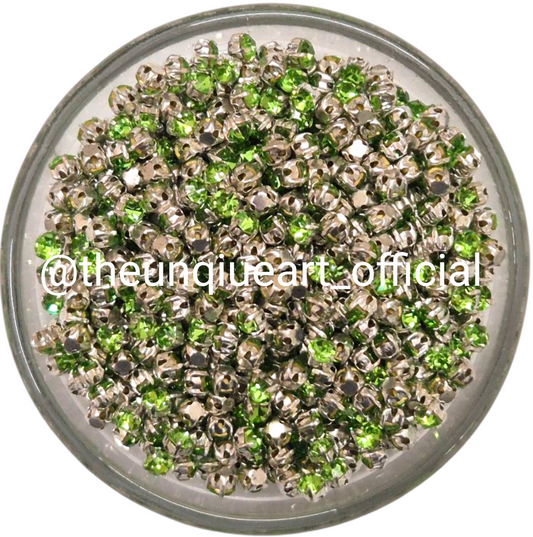 3mm Round Clip Stone Light Green