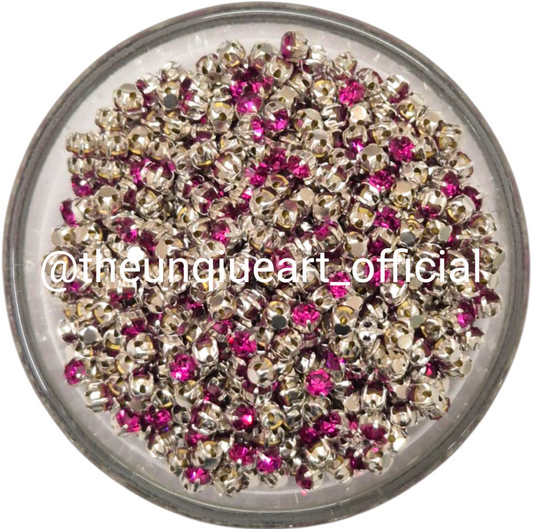 3mm Round Clip Stone Dark Pink / Rani