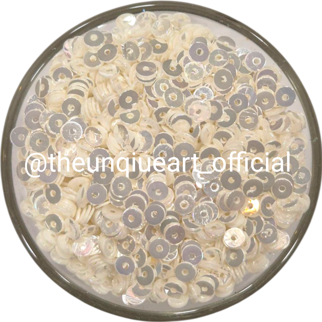 4mm Off Cream Opal Glass Sequins