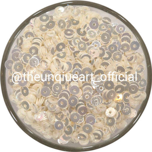 4mm Off Cream Opal Glass Sequins