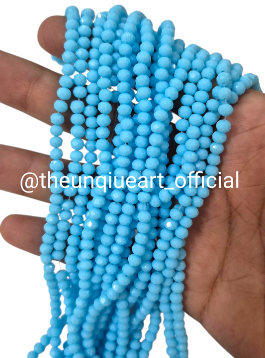 Opaque Light Blue 4mm Crystal Beads