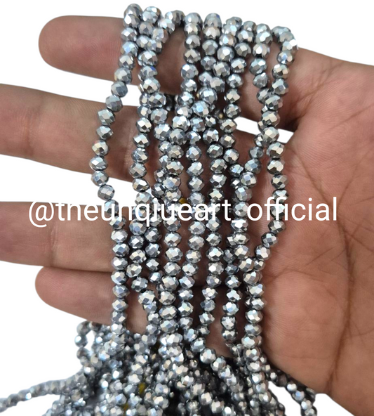 Silver Metal 4mm Crystal Beads