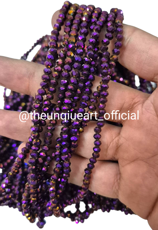 Purple Metal 4mm Crystal Beads