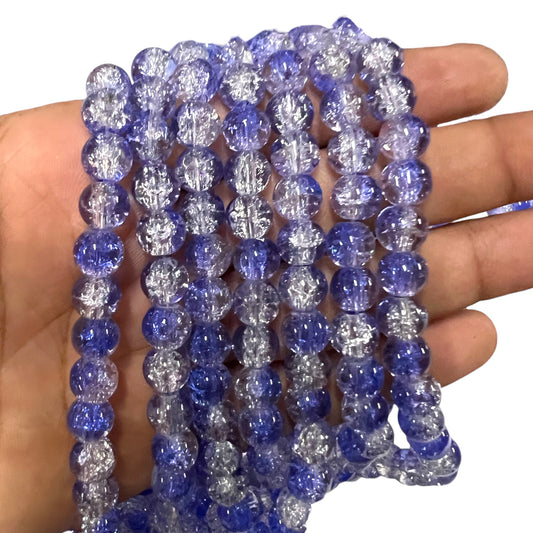 Sky Blue Crackle  Glass Beads 8mm