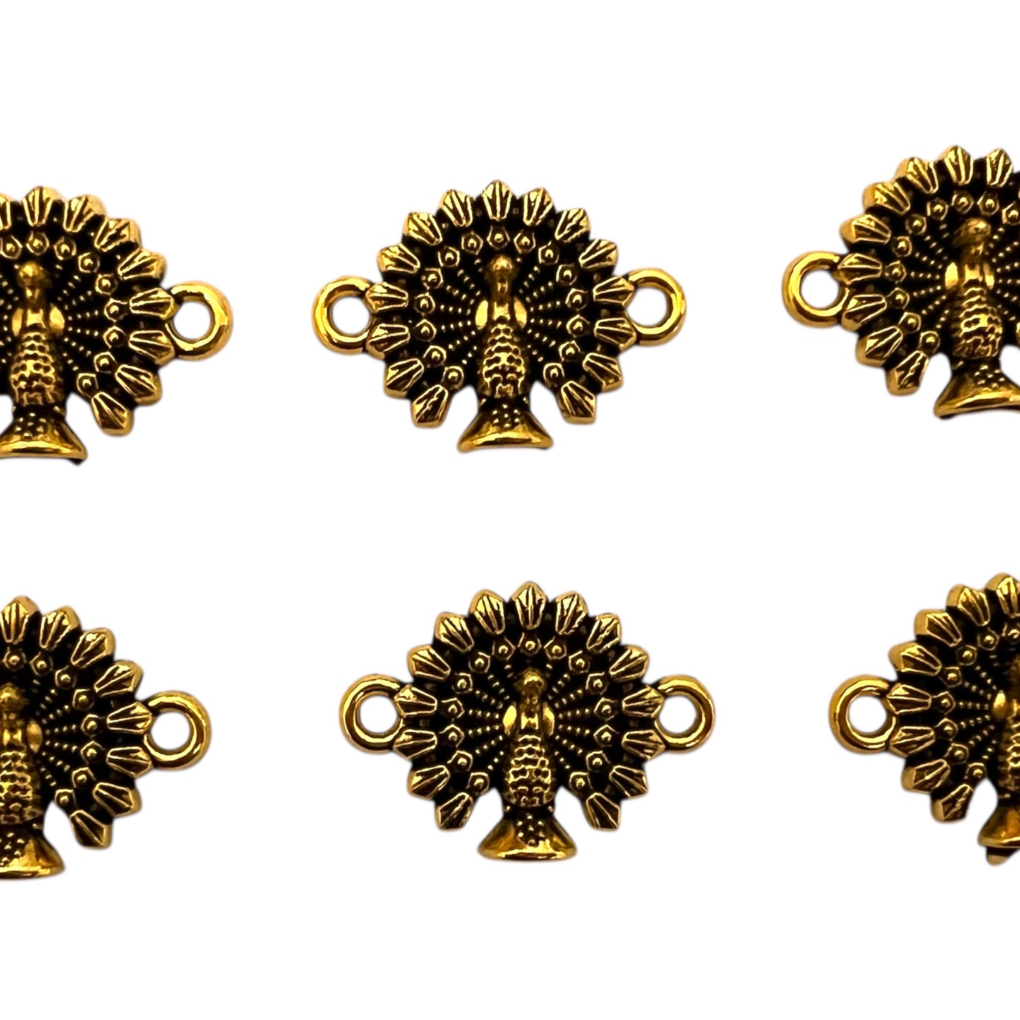 High Quality Peacock D5 Gold Charm (Side Loop)