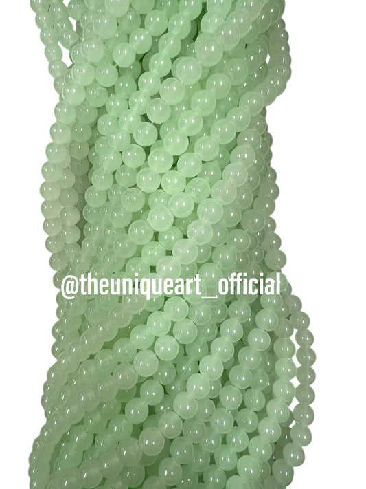 Pista Green Glass Jelly Beads