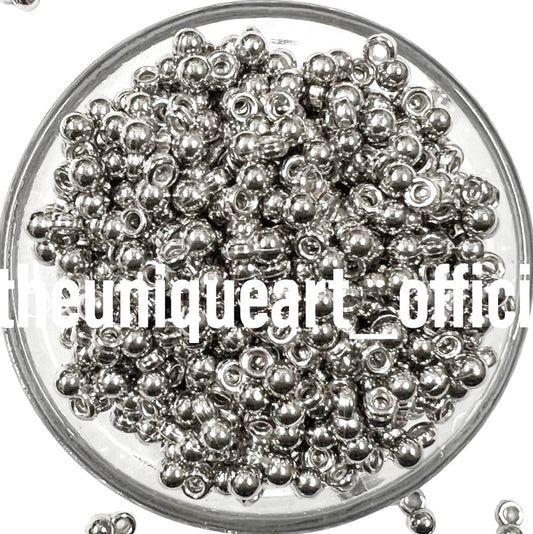 Silver Nickel CCB Ghungroo Beads 4mm