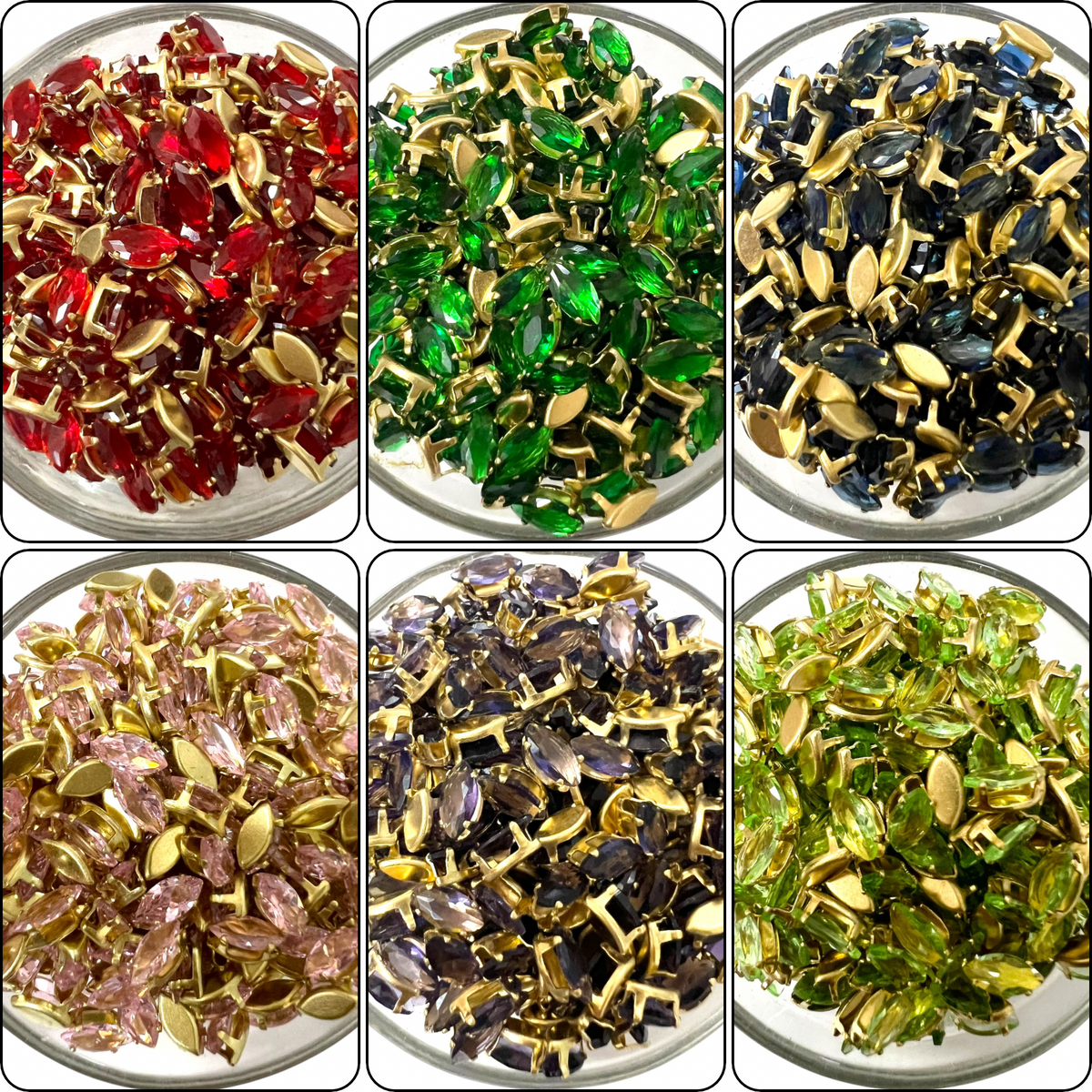 Combo of 6 Colours 4x8mm Eye AD Stones (120 Pcs)
