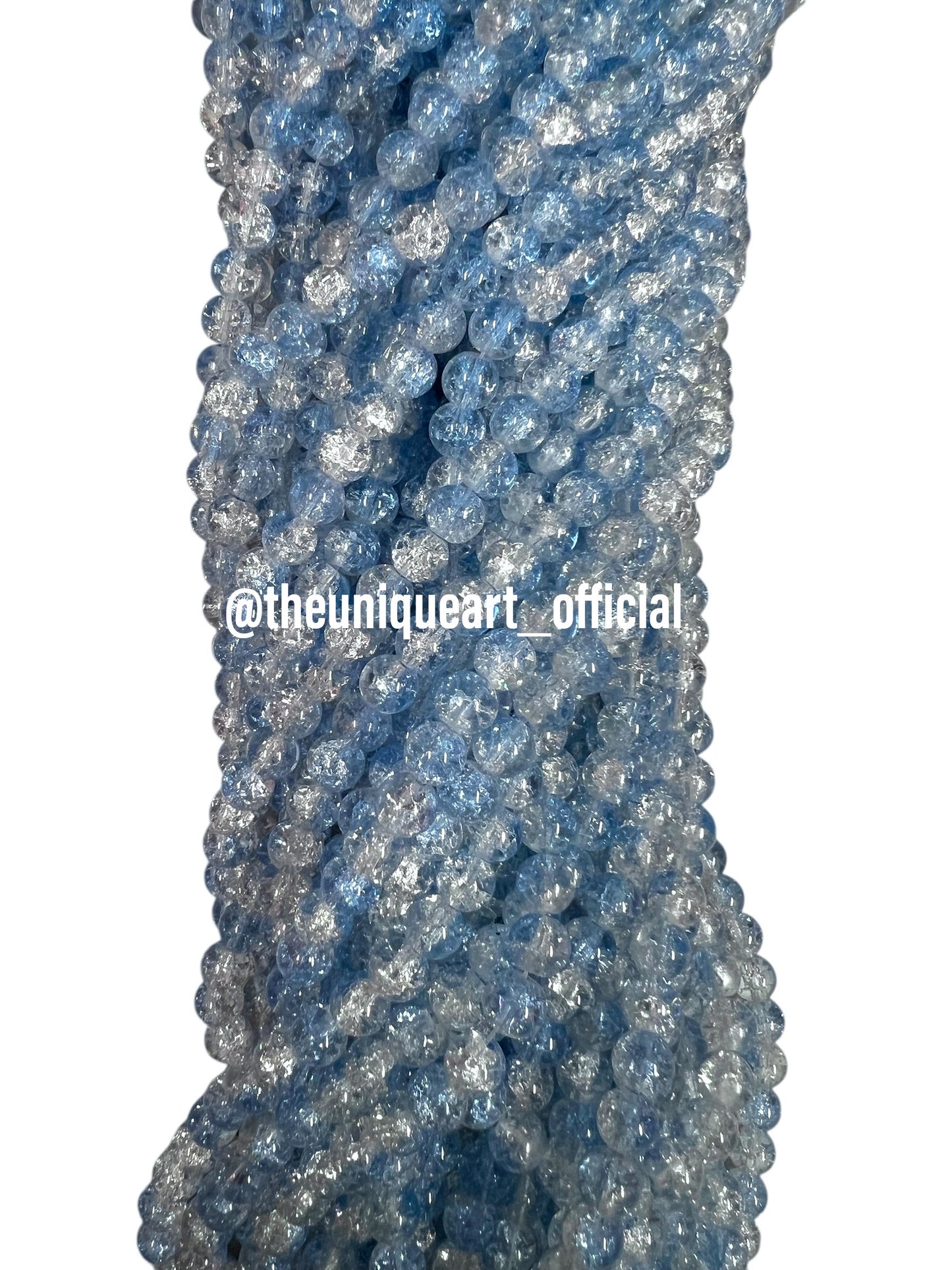 Double Crackle Pastel Blue Glass Beads 8mm