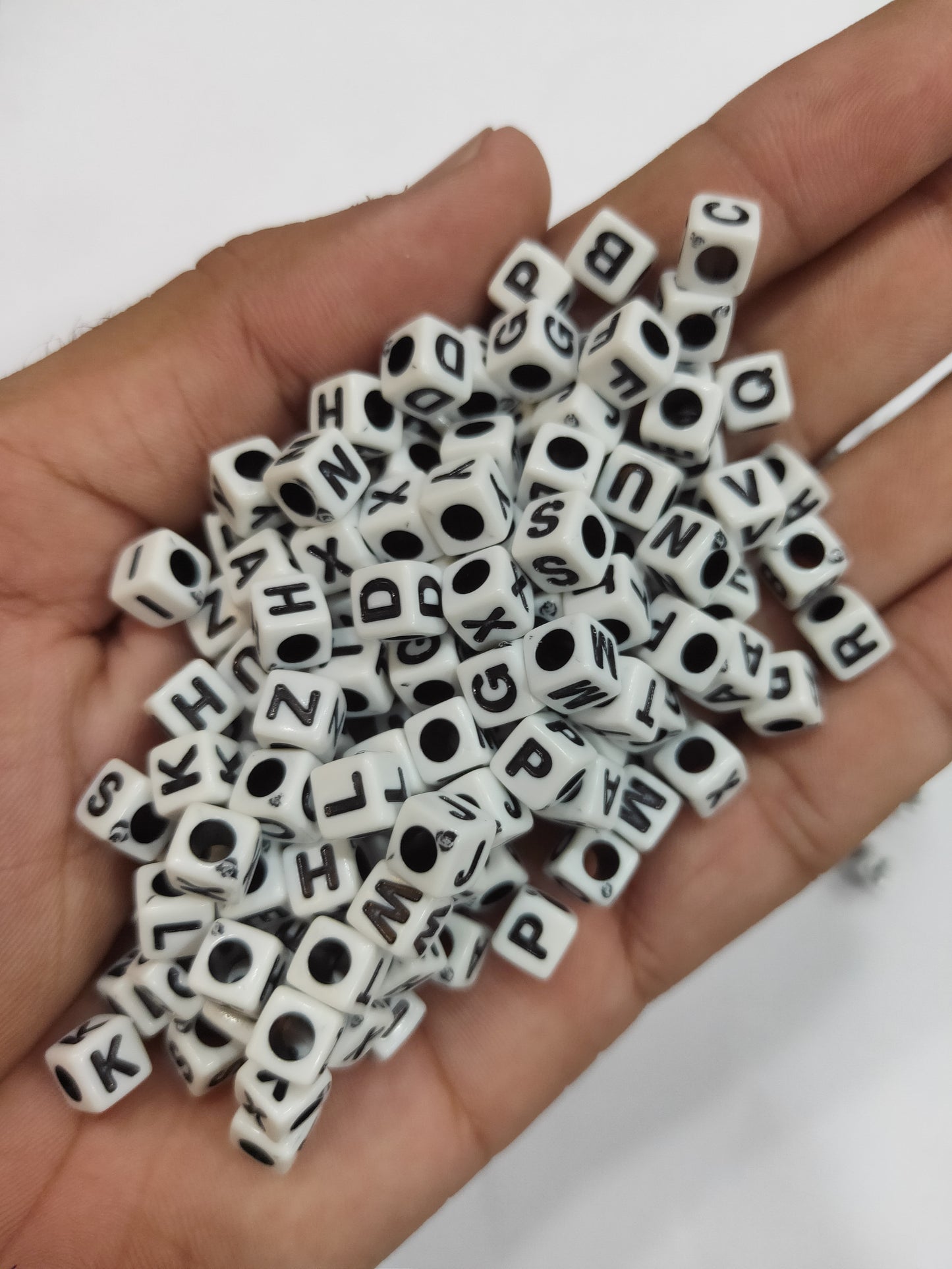 Black & White Cubic Alphabet Beads