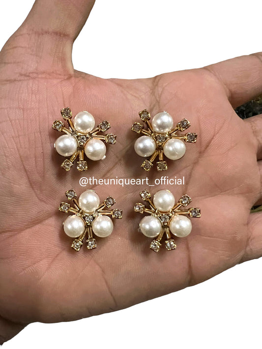 Cream Pearl Flower With Rhinestone 20mm