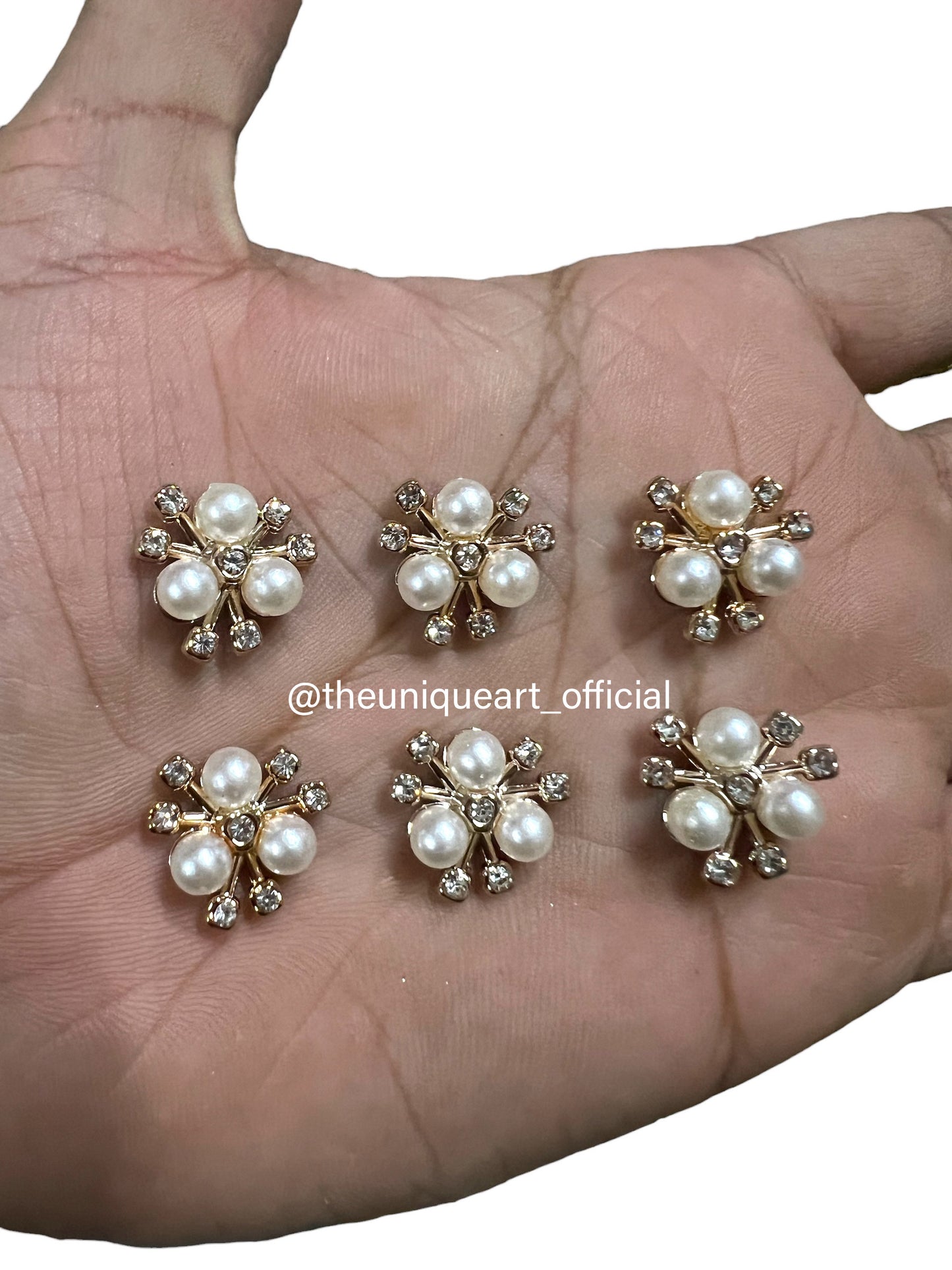 Cream Pearl Flower With Rhinestone 15mm