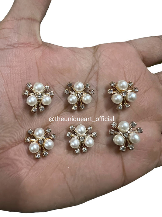 Cream Pearl Flower With Rhinestone 15mm