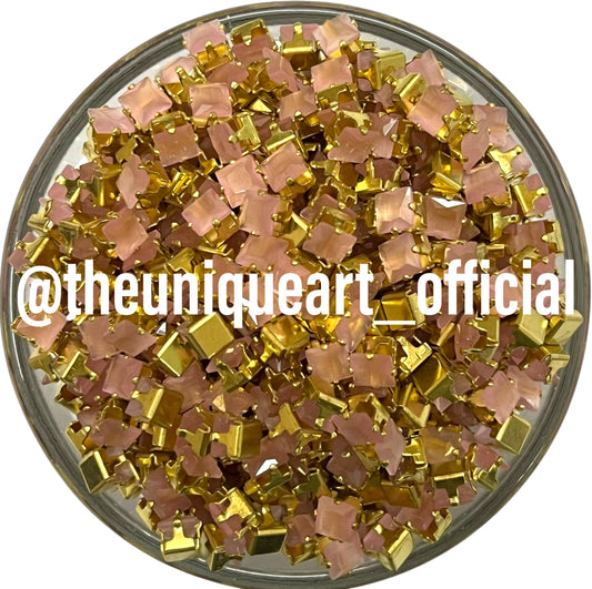 4x4mm Square Pink Ad Clip Stone