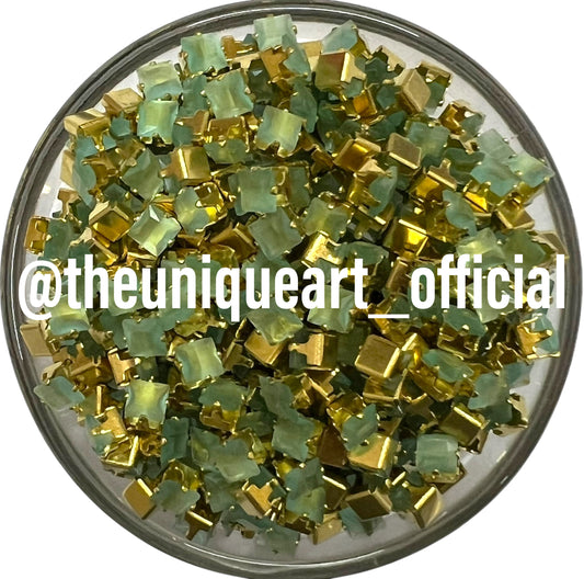 4x4mm Square Mint Green Ad Clip Stone
