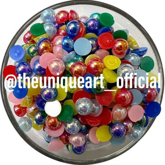 Multi Rainbow Half Cut Beads 6mm