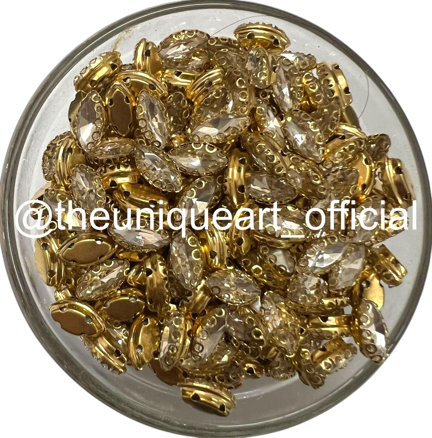 White Eye Clip Stone 10x5mm Golden Base