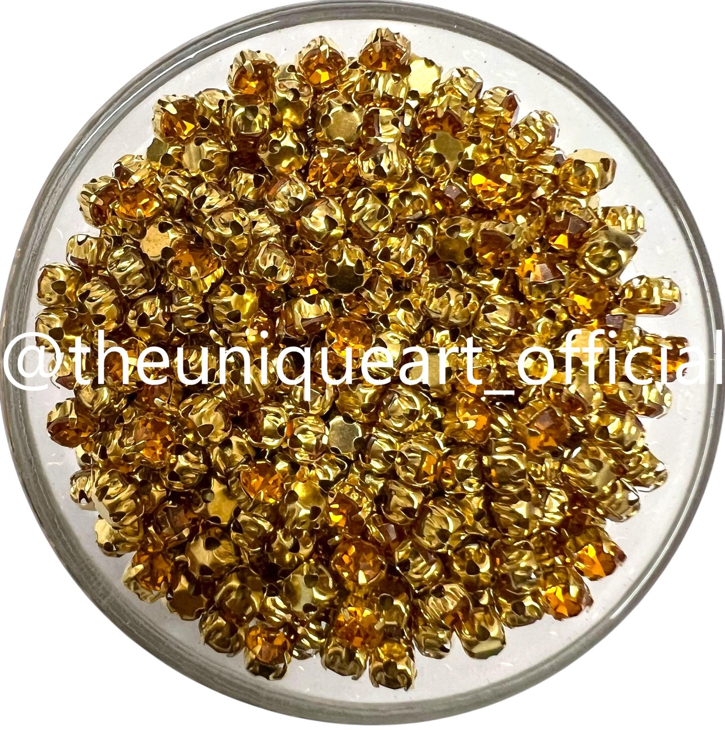 Dark Golden Small Round Clip Stones With Golden Base