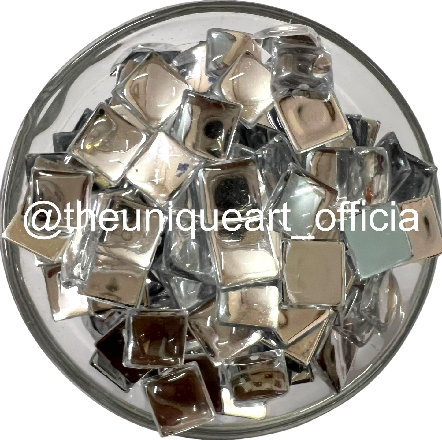 White 8x8mm square acrylic flat base beads for jewellery making and Aari embroidery.