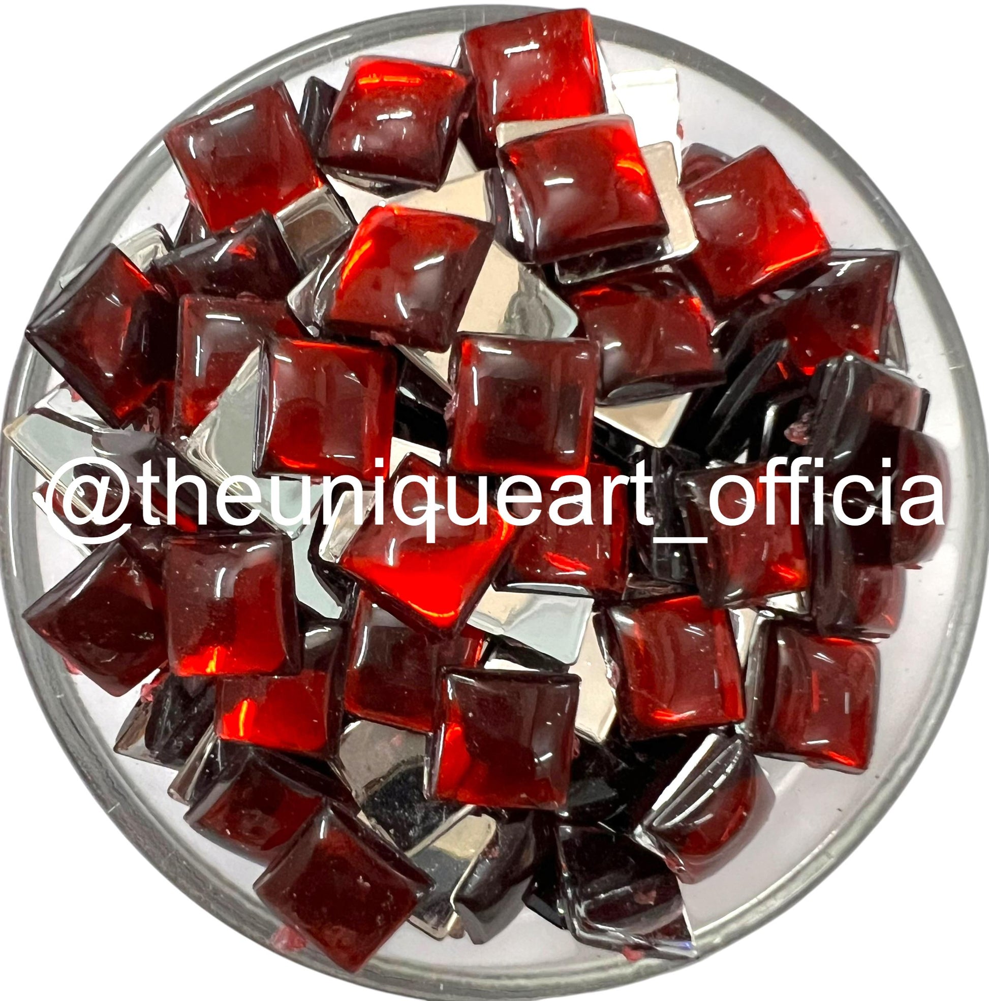 Red 8x8mm square acrylic flat base beads for jewellery making and Aari embroidery.