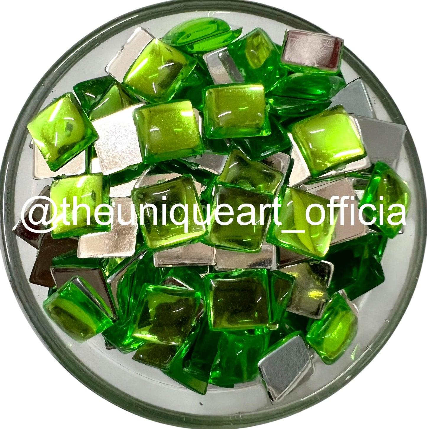 Light Green 8x8mm square acrylic flat base beads for jewellery making and Aari embroidery.