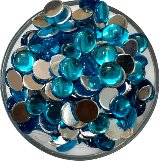 light blue 8mm round acrylic flat base beads for jewelry making and traditional Aari embroidery work