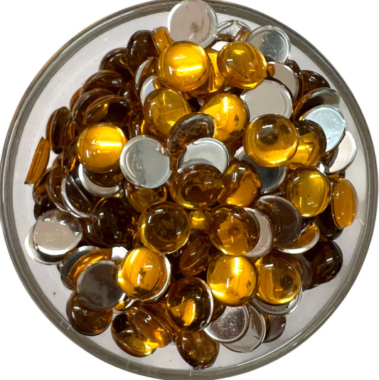 Dark golden 8mm round acrylic flat base beads for jewelry making and traditional Aari embroidery work