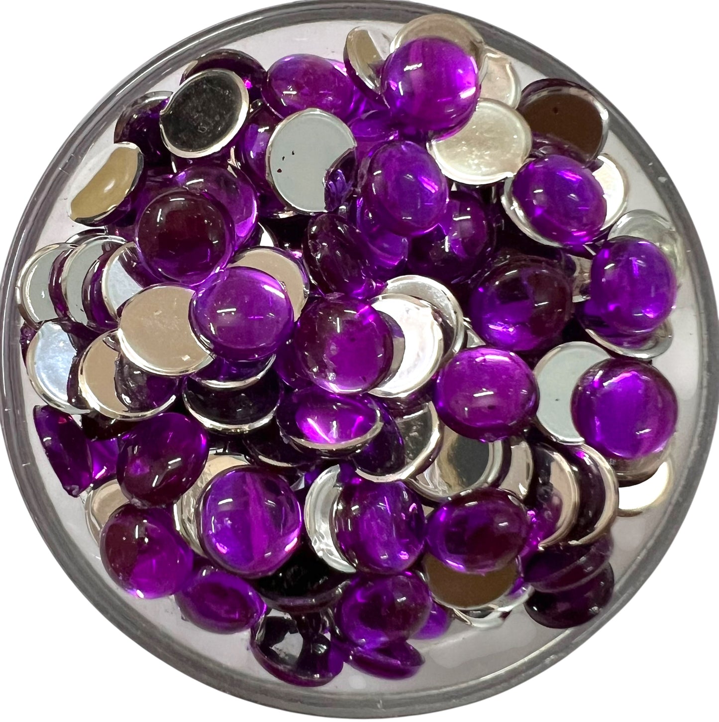 Purple 8mm round acrylic flat base beads for jewelry making and traditional Aari embroidery work