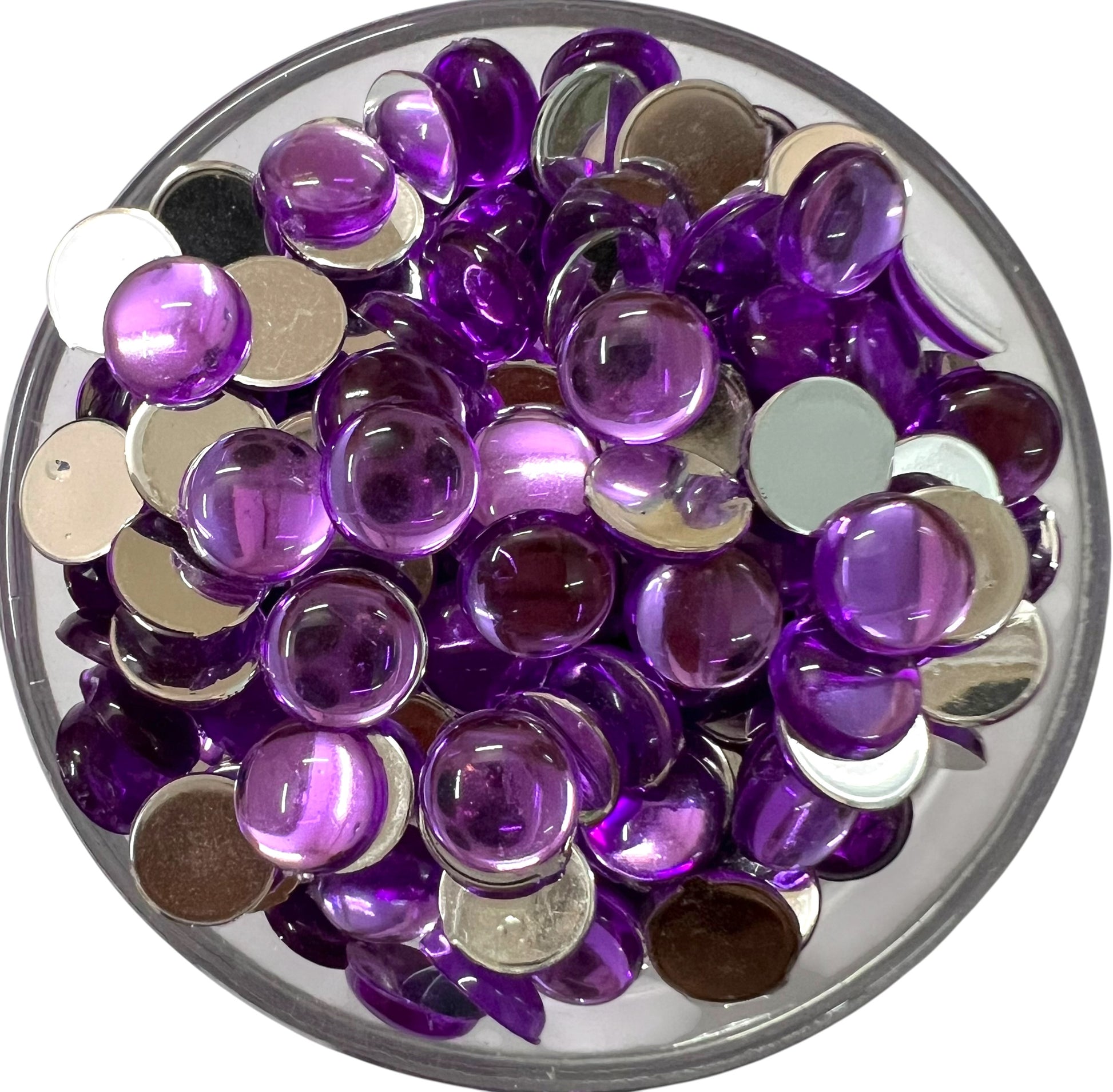 Light Purple 8mm round acrylic flat base beads for jewelry making and traditional Aari embroidery work