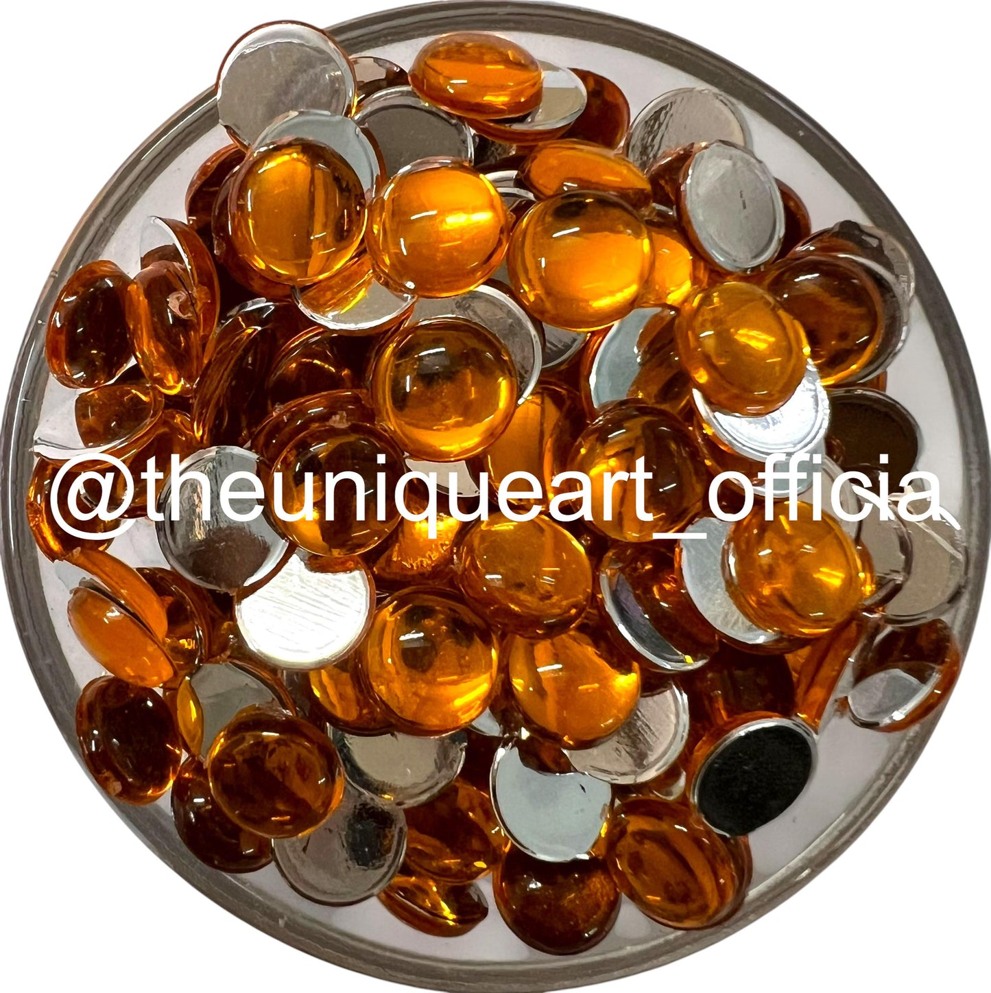 orange 8mm round acrylic flat base beads for jewelry making and traditional Aari embroidery work