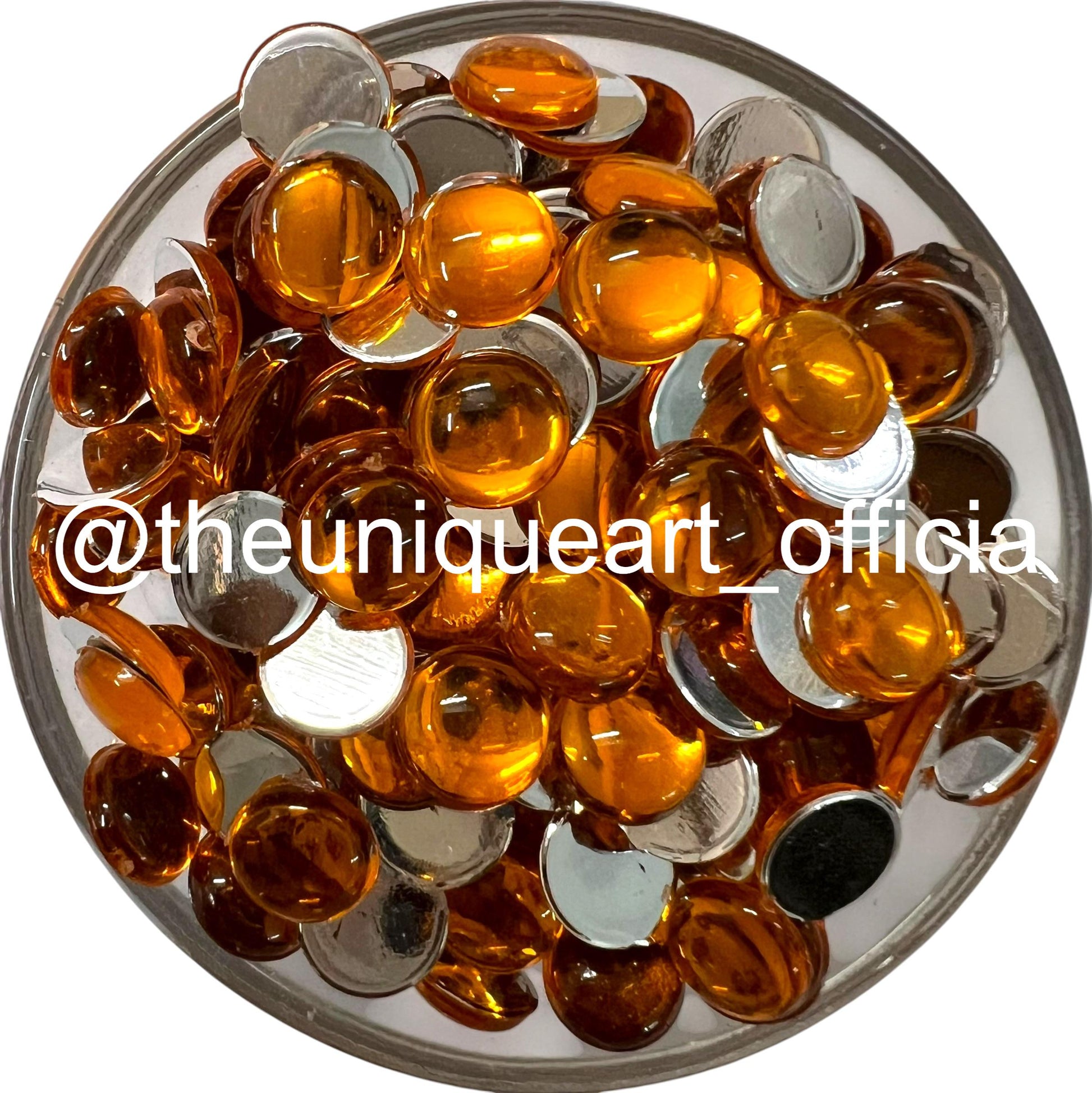 orange 8mm round acrylic flat base beads for jewelry making and traditional Aari embroidery work