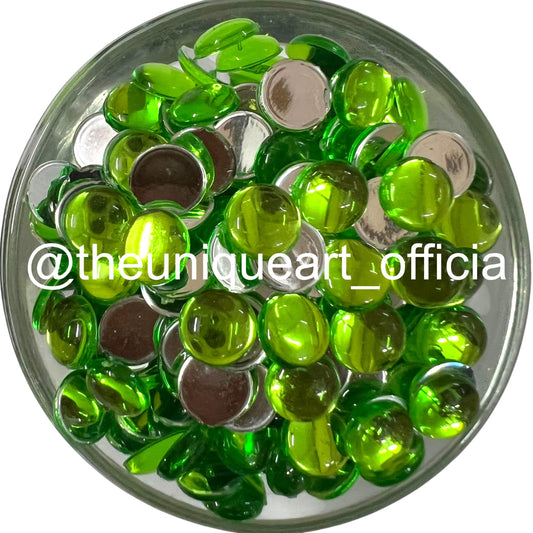 light green 8mm round acrylic flat base beads for jewelry making and traditional Aari embroidery work