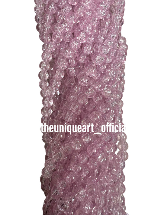 Light Pink Crackle Glass Beads 8mm