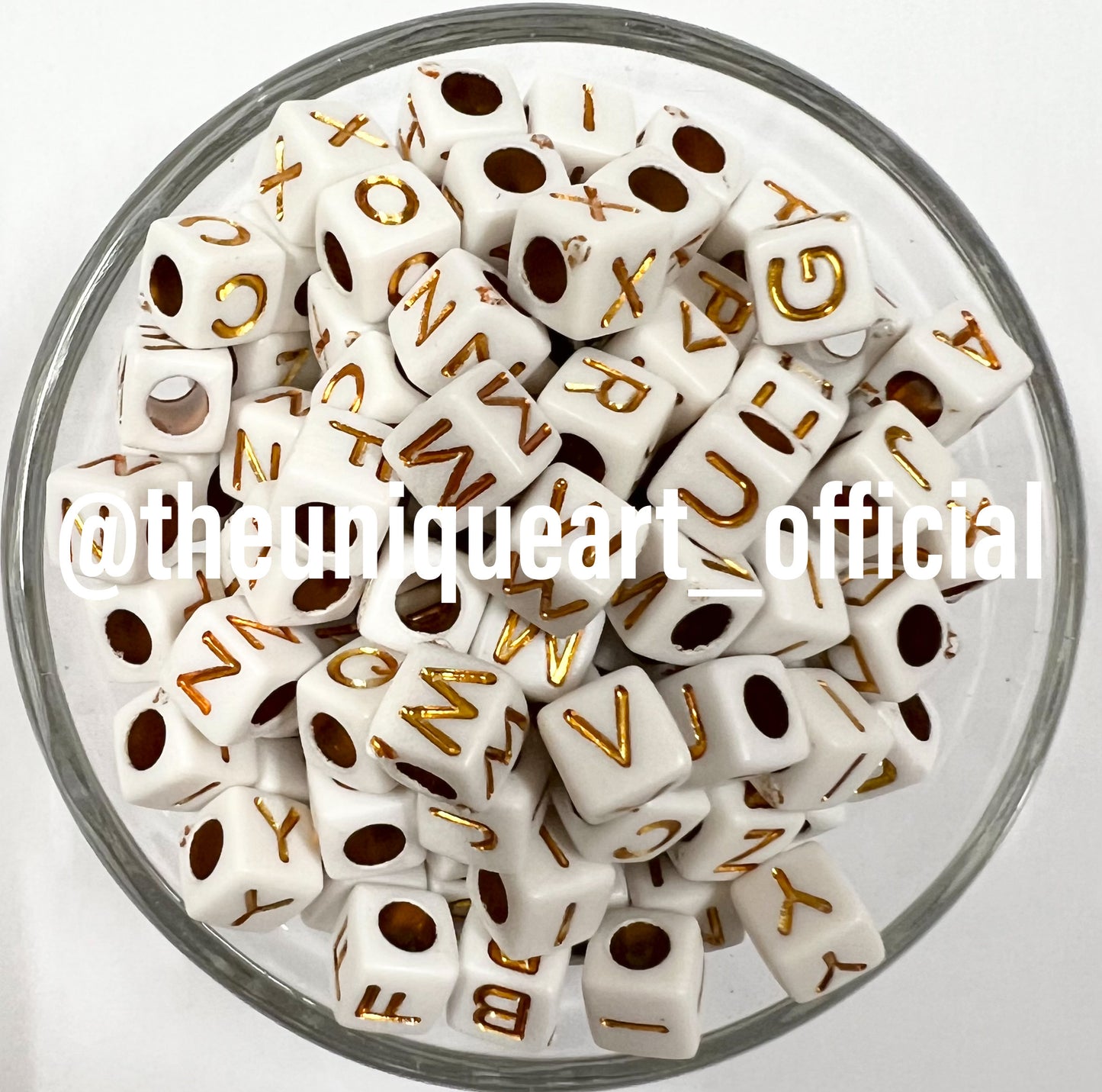 Golden Cubic Alphabet Beads