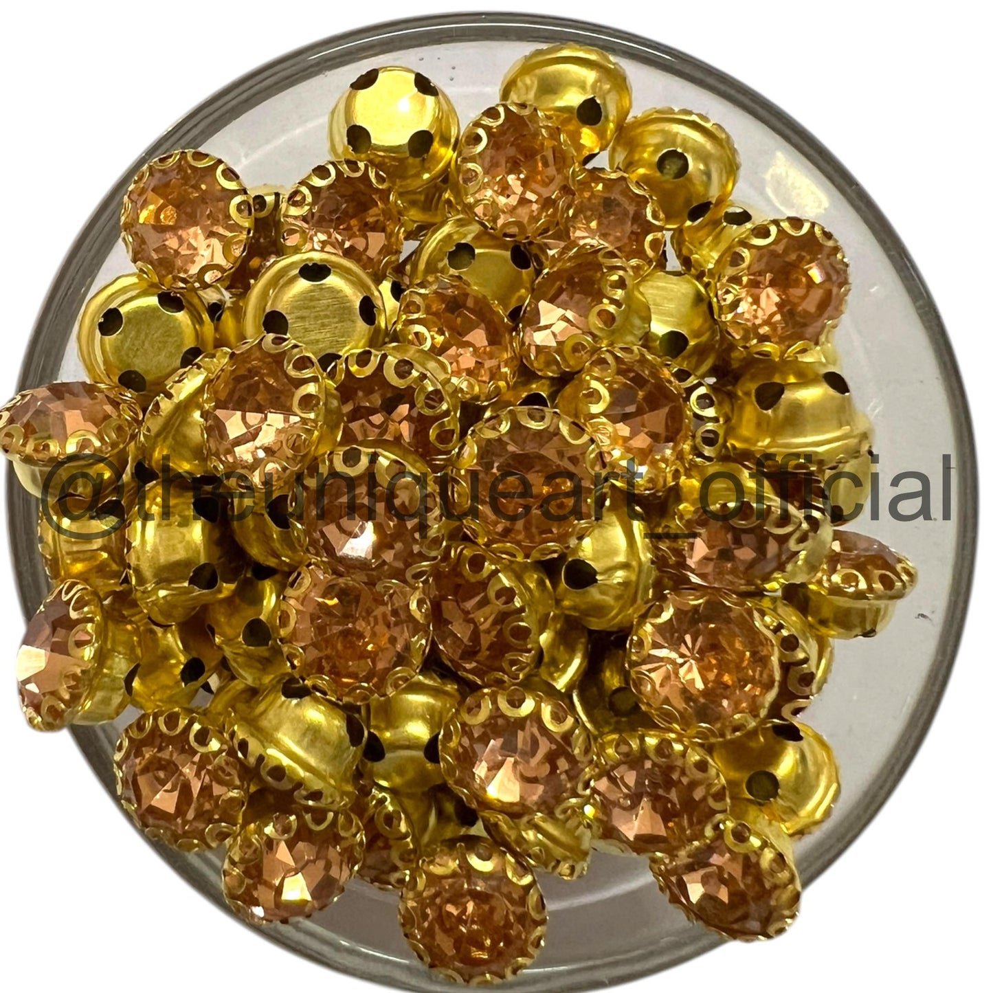Peach 8mm Round Sunflower Clip Stone