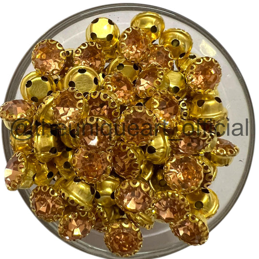 Peach 8mm Round Sunflower Clip Stone